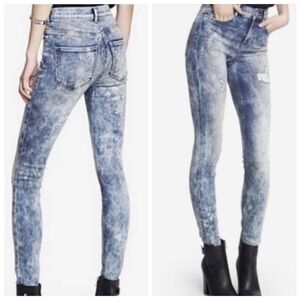 Express 2 High Rise Legging Light Blue Acid Wash Skinny Distressed Jegging Jeans